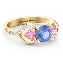 Hearts United Gemstone Ring with Accents