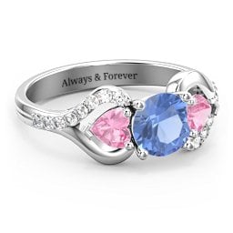 Hearts United Gemstone Ring with Accents