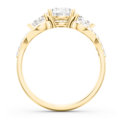 Hearts United Gemstone Ring with Accents – 10K Yellow Gold with White Premium Zirconia and Cubic Zirconia