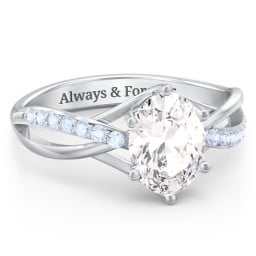 Oval Cut Gemstone Ring with Twisted Band and Accents