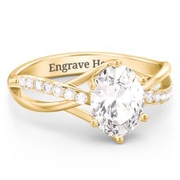 Oval Cut Gemstone Ring with Twisted Band and Accents