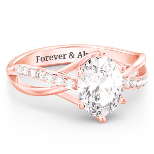 Oval Cut Gemstone Ring with Twisted Band and Accents