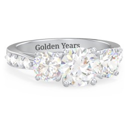 Majestic 3 Stone Eternity Ring with Accents in 925 Sterling Silver with White Premium Zirconia and Cubic Zirconia
