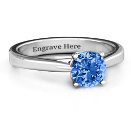 Royal Tulip Ring with Bezel Collar Stone in 925 Sterling Silver with Fancy Blue Premium Zirconia and Blue Topaz