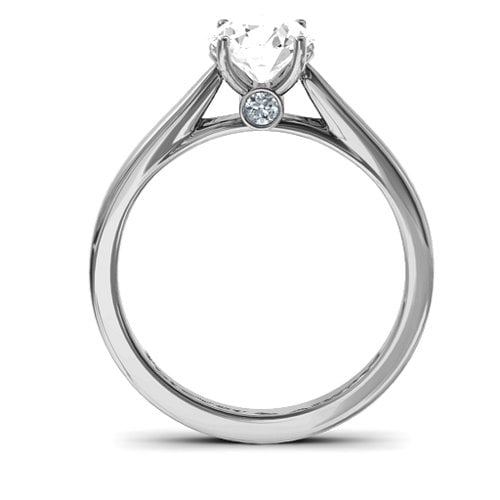 Royal Tulip Ring with Bezel Collar Stone – Sterling Silver with White Premium Zirconia and Diamond