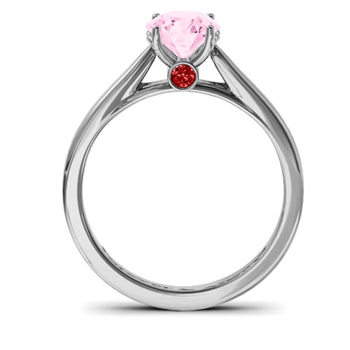 Royal Tulip Ring with Bezel Collar Stone – Sterling Silver with Fancy Pink Premium Zirconia and Garnet