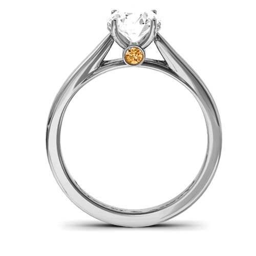 Royal Tulip Ring with Bezel Collar Stone – Sterling Silver with White Premium Zirconia and Citrine