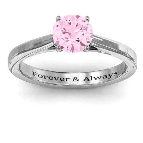 Royal Tulip Ring with Bezel Collar Stone – Sterling Silver with Fancy Pink Premium Zirconia and Garnet