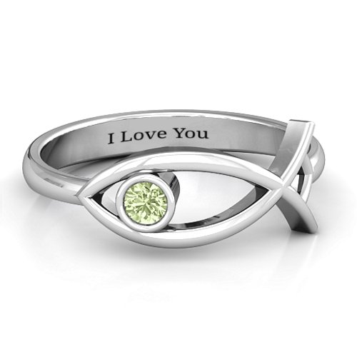Classic Fish Ring – Sterling Silver with Peridot
