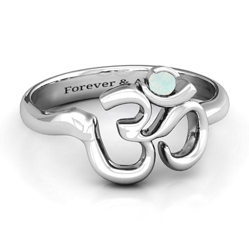 Om - Sound of Universe Ring with Round Stone
