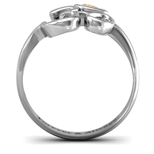 Om - Sound of Universe Ring with Round Stone – Sterling Silver with Citrine