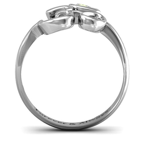 Om - Sound of Universe Ring with Round Stone – Sterling Silver with Peridot
