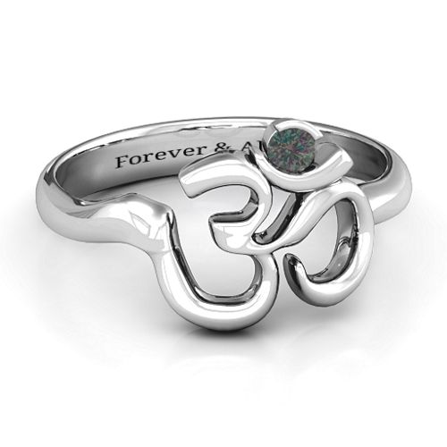 Om - Sound of Universe Ring with Round Stone – Sterling Silver with Alexandrite
