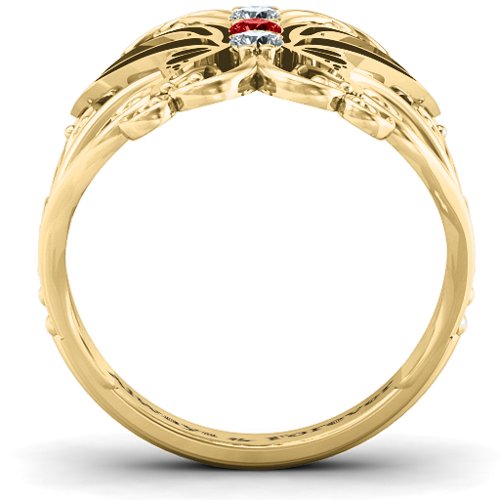 Precious Butterfly Ring – 10K Yellow Gold with Cubic Zirconia and Garnet