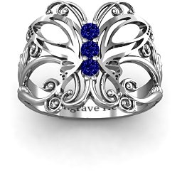 Precious Butterfly Ring in 925 Sterling Silver with Blue Sapphire