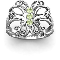Precious Butterfly Ring in 925 Sterling Silver with Peridot