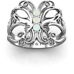 Precious Butterfly Ring in 925 Sterling Silver with Opal