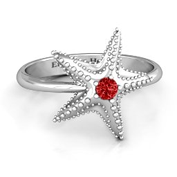 Starfish Ring in 925 Sterling Silver with Garnet