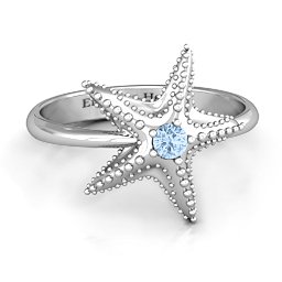 Starfish Ring in 925 Sterling Silver with Aquamarine
