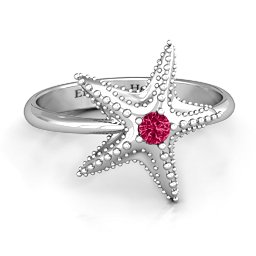 Starfish Ring in 925 Sterling Silver with Ruby