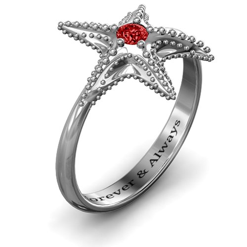 Starfish Ring – Sterling Silver with Garnet