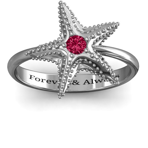 Starfish Ring – Sterling Silver with Ruby