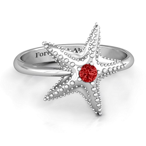 Starfish Ring – Sterling Silver with Garnet