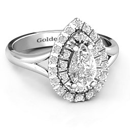 Cleopatra Double Halo Ring in 925 Sterling Silver with White Premium Zirconia