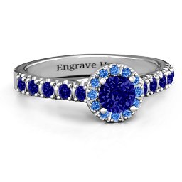 Graceful Shine Vintage Ring in 925 Sterling Silver with Blue Sapphire and Fancy Blue Premium Zirconia