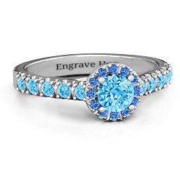 Graceful Shine Vintage Ring in 925 Sterling Silver with Blue Topaz and Fancy Blue Premium Zirconia