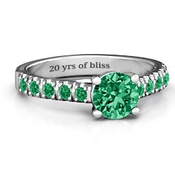 Vintage Diana Ring in 925 Sterling Silver with Green Premium Zirconia and Emerald