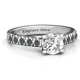 Vintage Diana Ring in 925 Sterling Silver with White Premium Zirconia and Alexandrite
