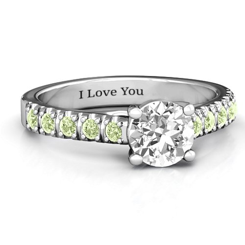 Vintage Diana Ring – Sterling Silver with White Premium Zirconia and Peridot