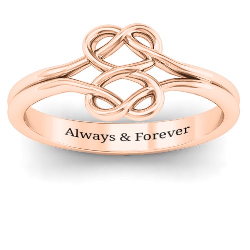 Tangled Hearts Infinity Ring – 10K Rose Gold
