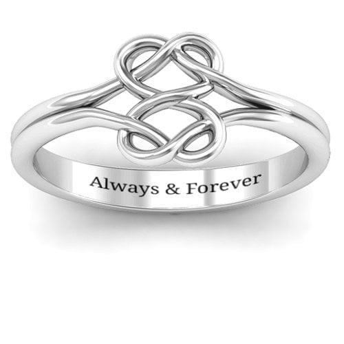 Tangled Hearts Infinity Ring – 10K White Gold