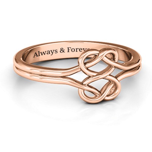 Tangled Hearts Infinity Ring – 10K Rose Gold