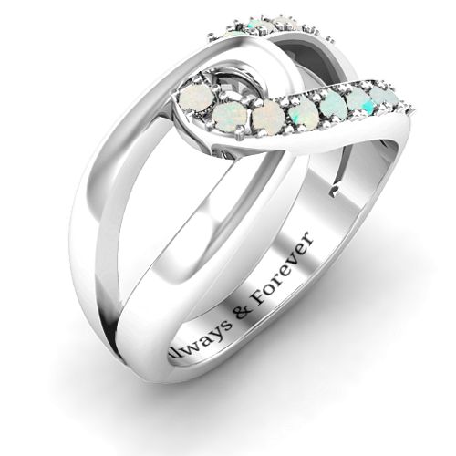 Infinity Embrace Ring – Sterling Silver with Opal