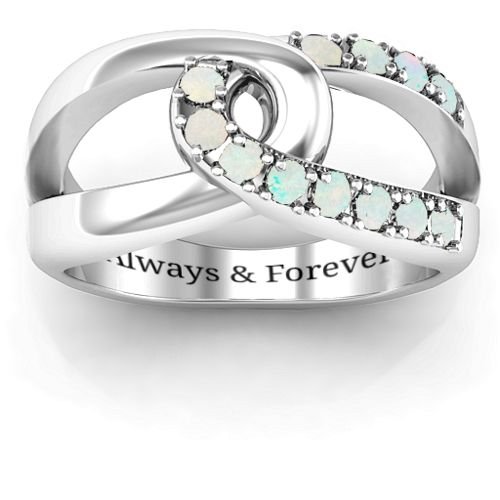 Infinity Embrace Ring – Sterling Silver with Opal