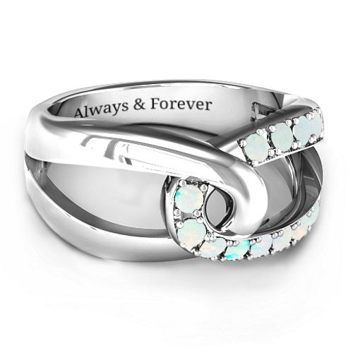 Infinity Embrace Ring – Sterling Silver with Opal