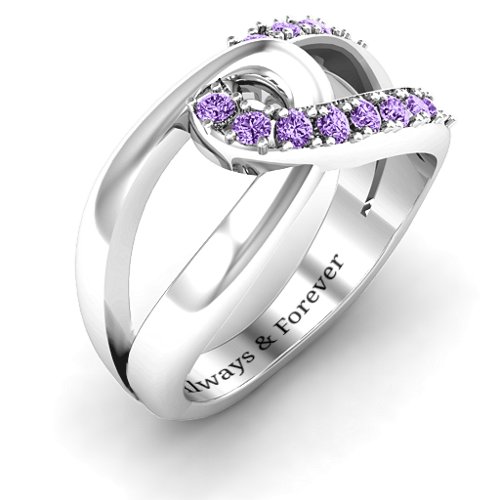 Infinity Embrace Ring – Sterling Silver with Amethyst