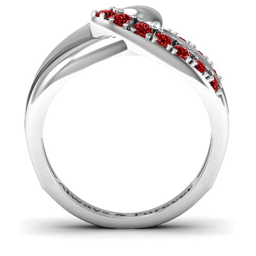 Infinity Embrace Ring – Sterling Silver with Garnet