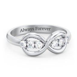 Engravable Infinity Ring with Birthstones