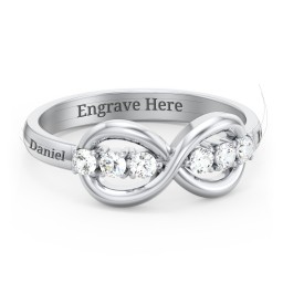 Engravable Infinity Ring with Birthstones