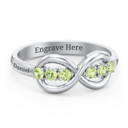 Engravable Infinity Ring with Birthstones
