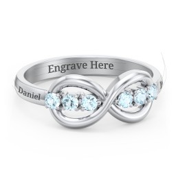 Engravable Infinity Ring with Birthstones