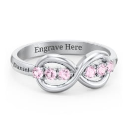 Engravable Infinity Ring with Birthstones