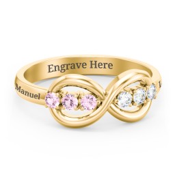 Engravable Infinity Ring with Birthstones
