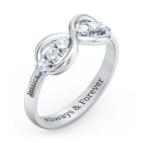 Engravable Infinity Ring with Birthstones