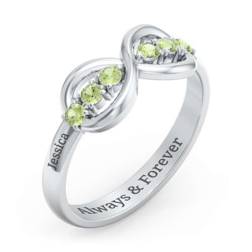 Engravable Infinity Ring with Birthstones