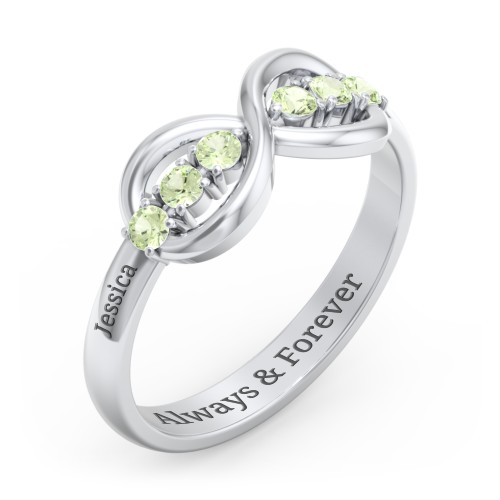 Engravable Infinity Ring with Birthstones